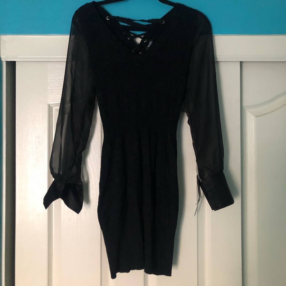 Black tie up dress